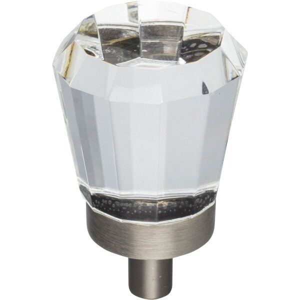 Jeffrey Alexander 1" Overall Length Brushed Pewter Faceted Glass Harlow Cabinet Knob G150BNBDL - main